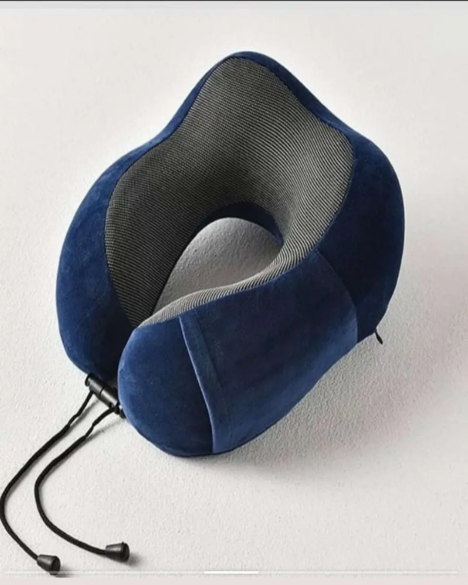 Cómoda Almohada De Cuello Viaje tela magnetica azul 2