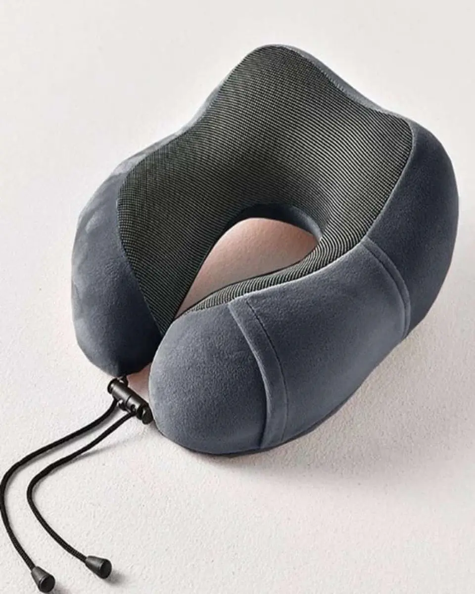 Cómoda Almohada De Cuello Viaje tela magnetica gris 4