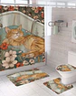 Juego 5 piezas con Cortina de baño de Tela Poliéster y  Forro de Ducha de Plástico - Miniatura 1