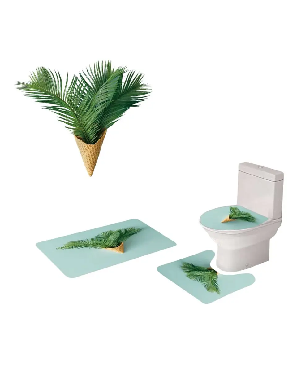 Juego 5 piezas con Cortina de baño de Tela Poliéster y  Forro de Ducha de Plástico 2