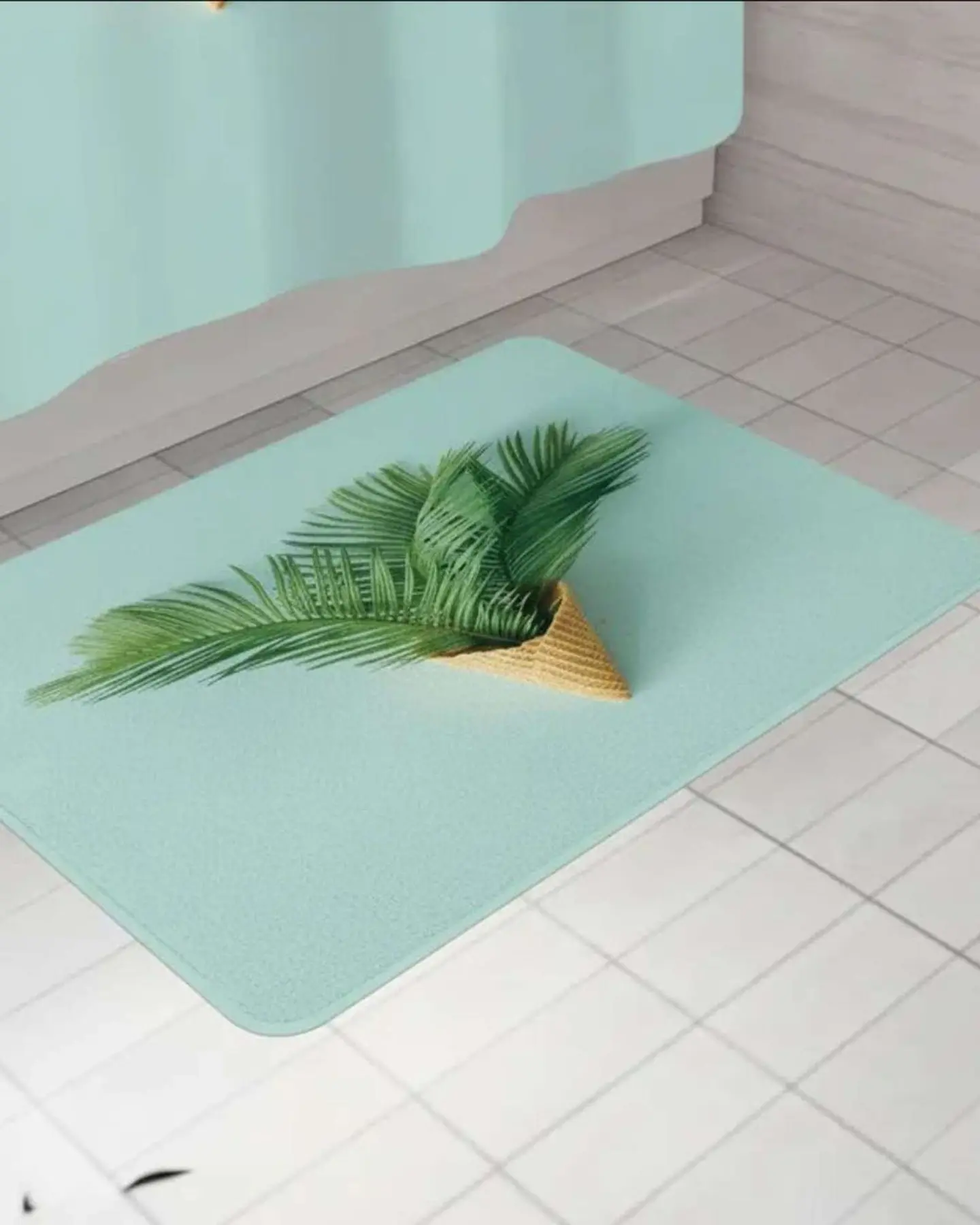 Juego 5 piezas con Cortina de baño de Tela Poliéster y  Forro de Ducha de Plástico 4