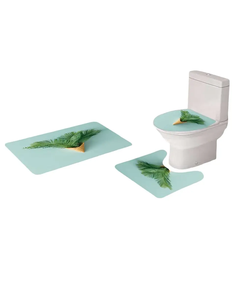 Juego 5 piezas con Cortina de baño de Tela Poliéster y  Forro de Ducha de Plástico 5