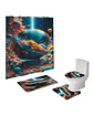 Juego 5 piezas con Cortina de baño de Tela Poliéster y  Forro de Ducha de Plástico - Miniatura 2