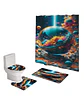 Juego 5 piezas con Cortina de baño de Tela Poliéster y  Forro de Ducha de Plástico - Miniatura 3
