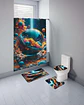 Juego 5 piezas con Cortina de baño de Tela Poliéster y  Forro de Ducha de Plástico - Miniatura 4