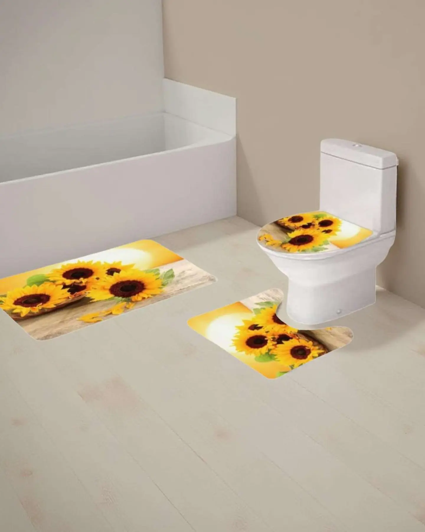 Juego 5 piezas con Cortina de baño de Tela Poliéster y  Forro de Ducha de Plástico 5