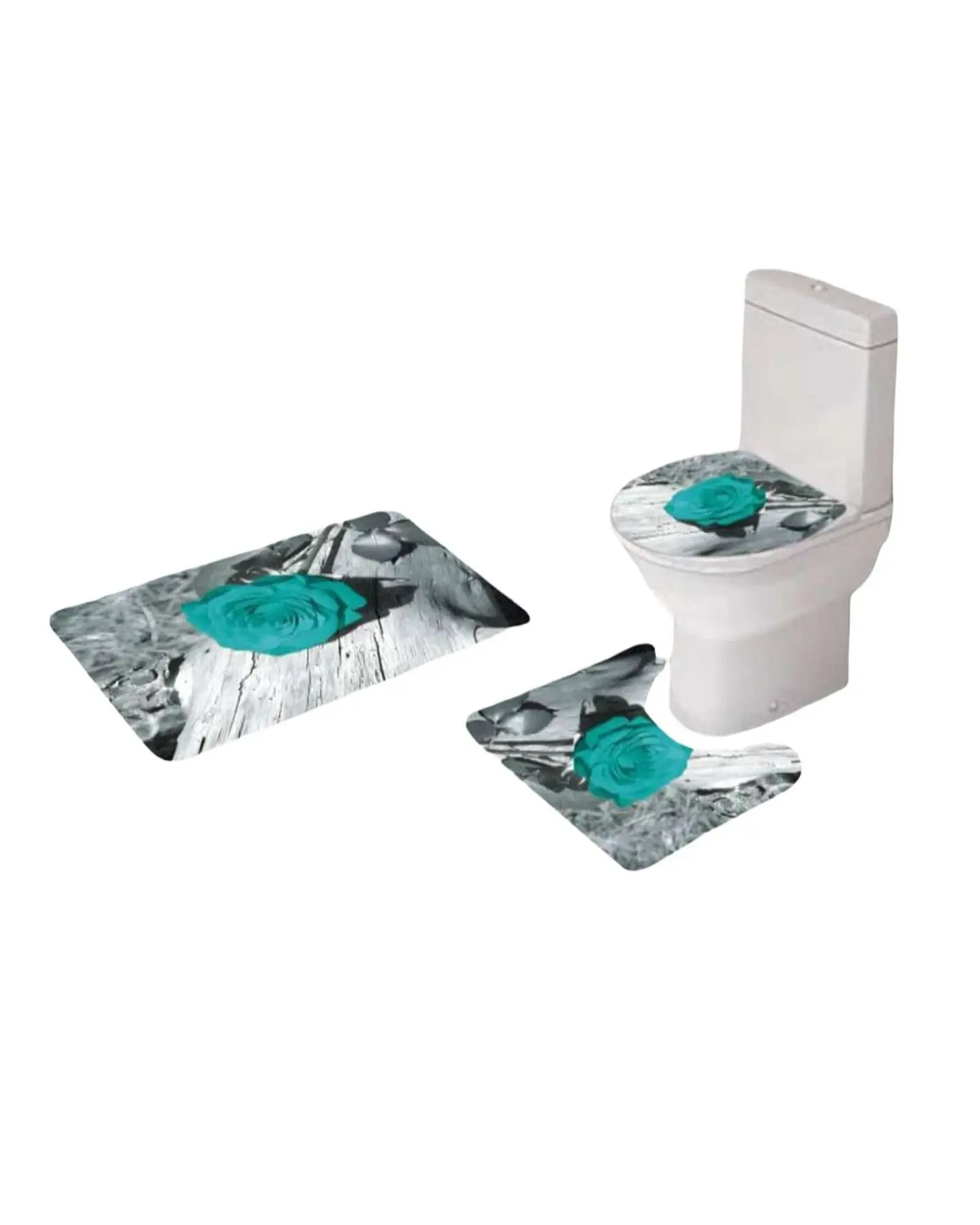 Juego 5 piezas con Cortina de baño de Tela Poliéster y  Forro de Ducha de Plástico 3