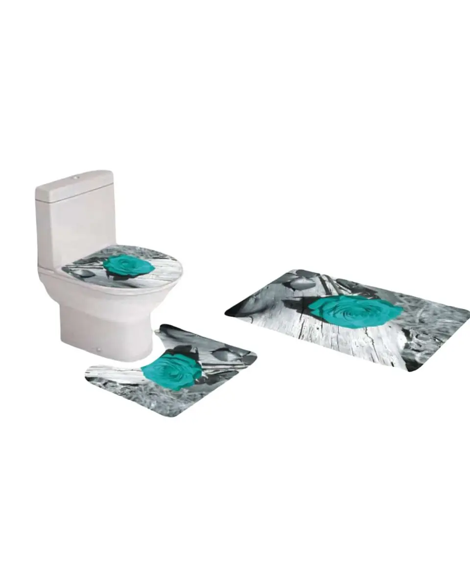 Juego 5 piezas con Cortina de baño de Tela Poliéster y  Forro de Ducha de Plástico 4