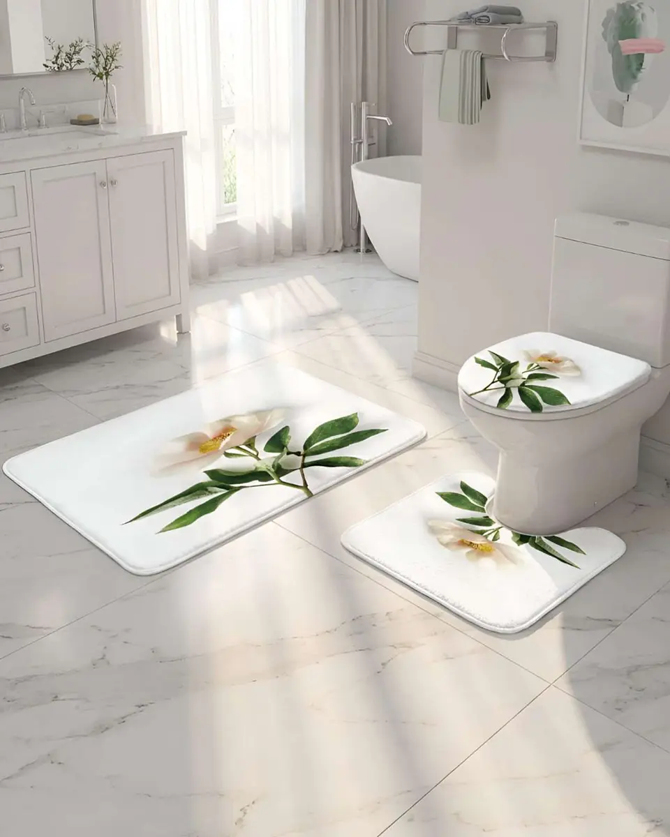 Juego 5 piezas con Cortina de baño de Tela Poliéster y  Forro de Ducha de Plástico 4