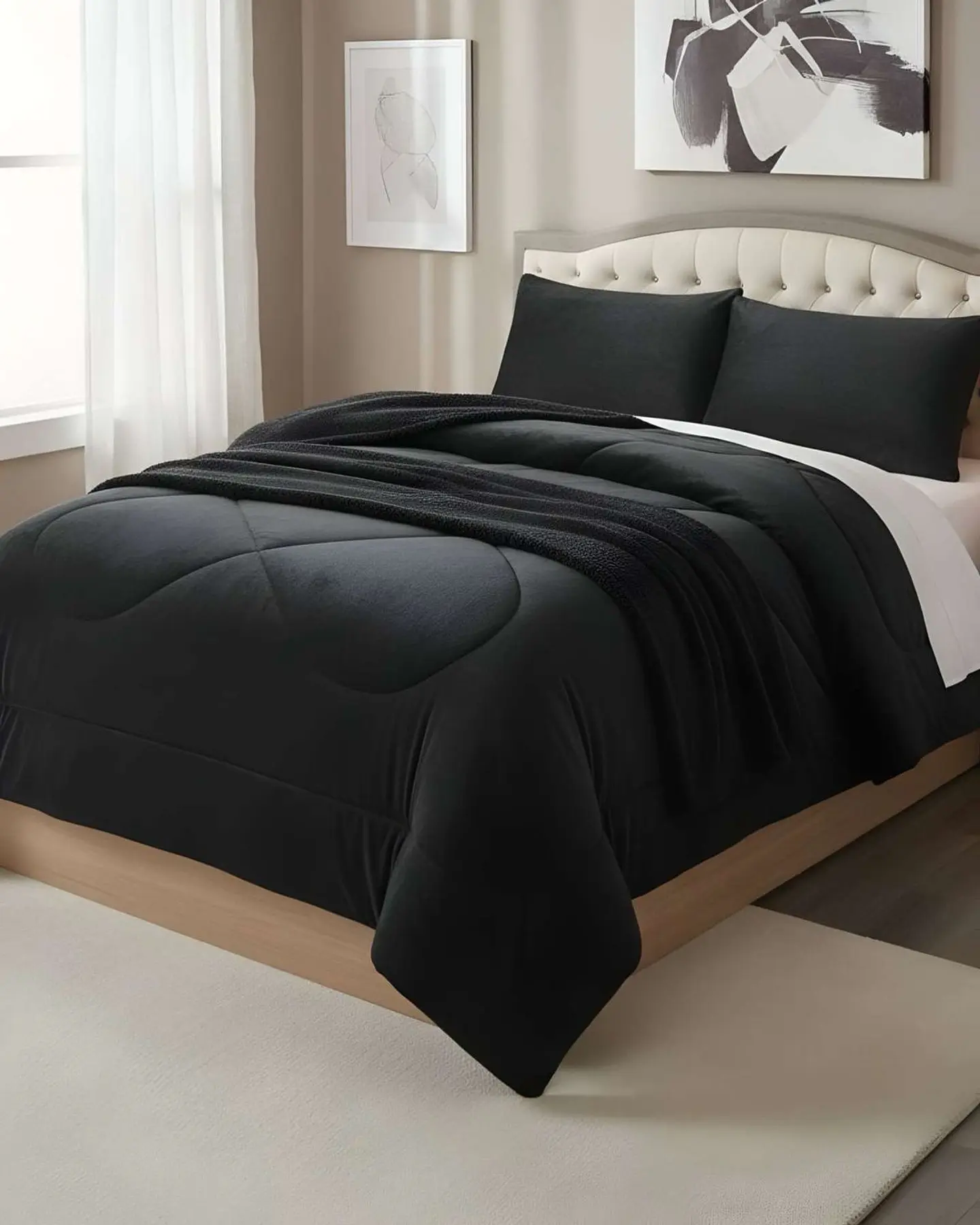 Cubrecama plush con chiporro Acolchado liso King 3