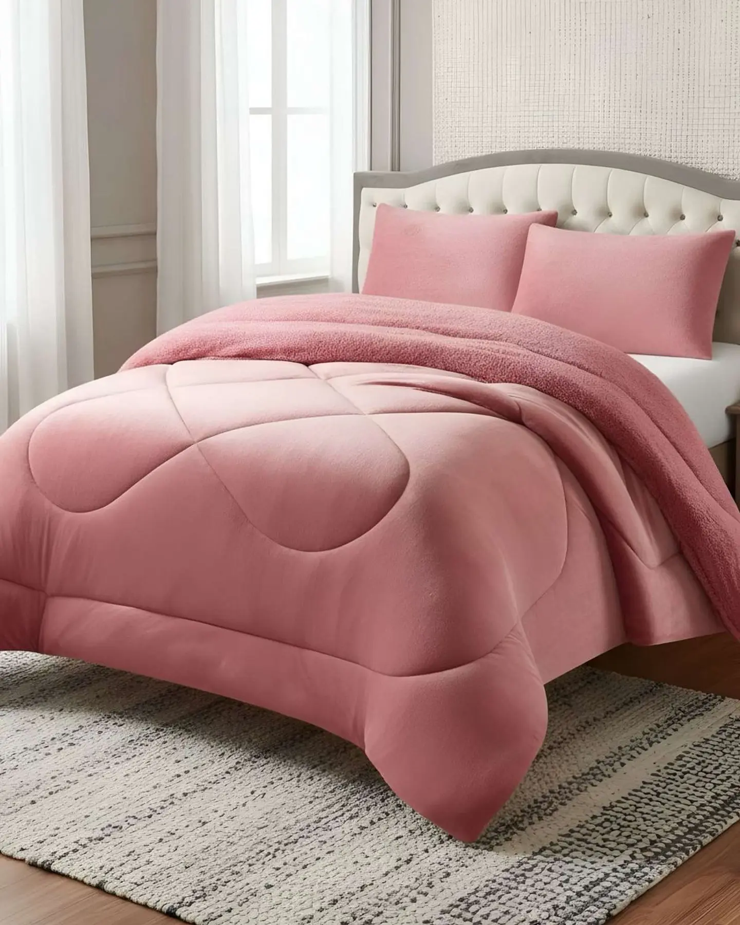 Cubrecama plush con chiporro Acolchado liso King 3