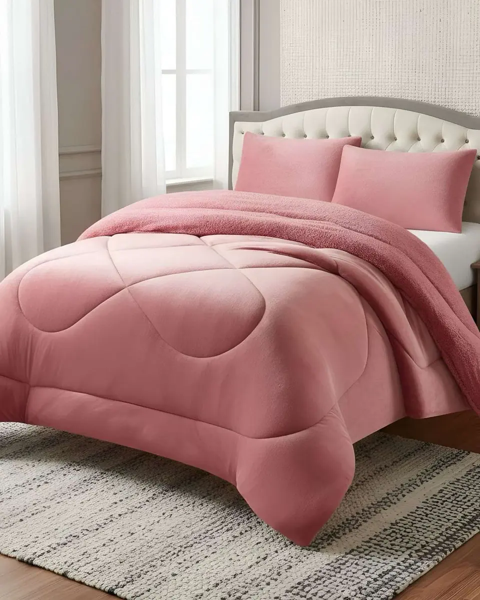 Cubrecama plush con chiporro Acolchado liso King 3