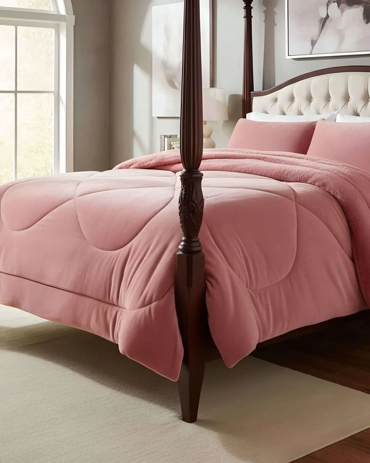 Cubrecama plush con chiporro Acolchado liso King 4