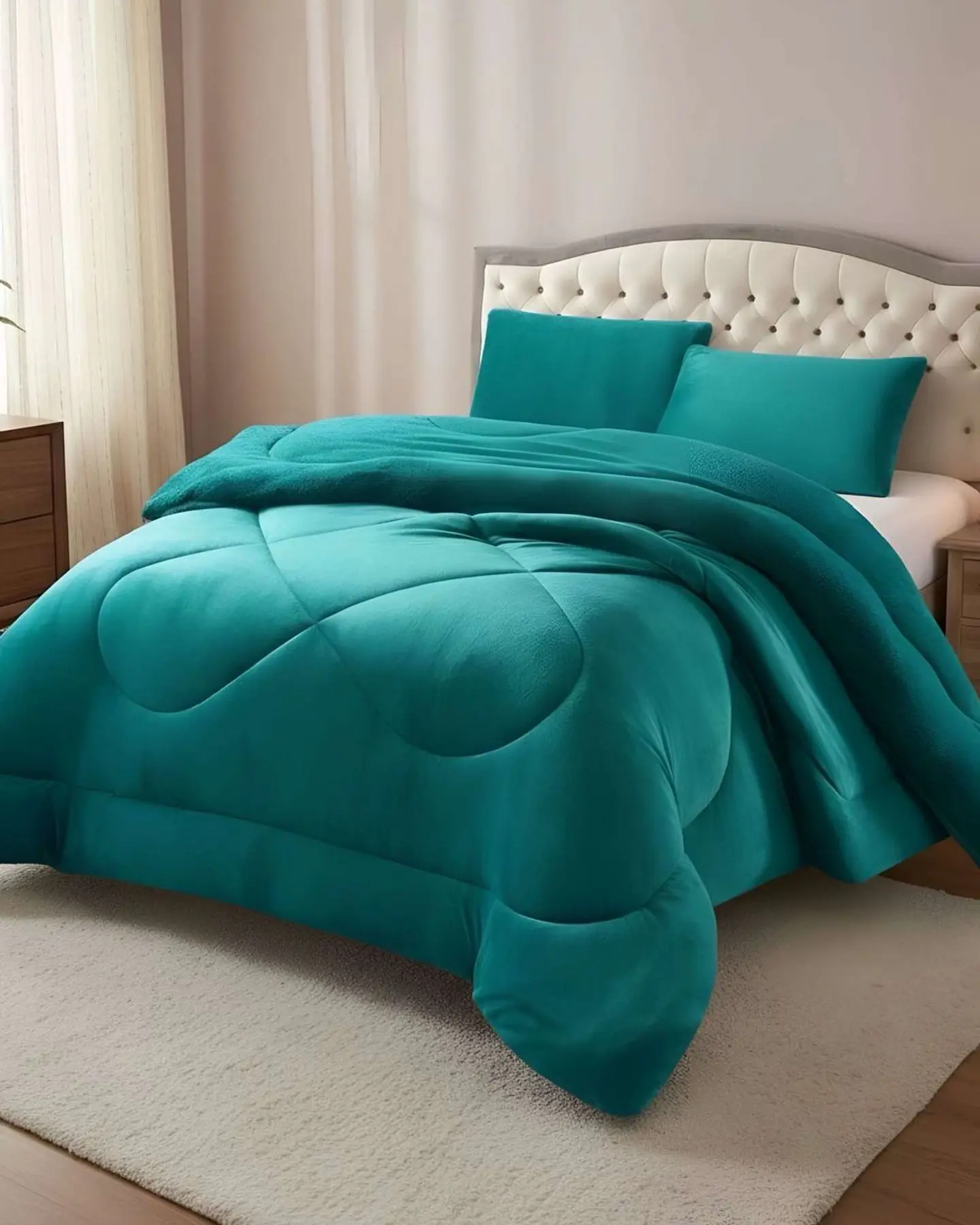 Cubrecama plush con chiporro Acolchado liso King 3