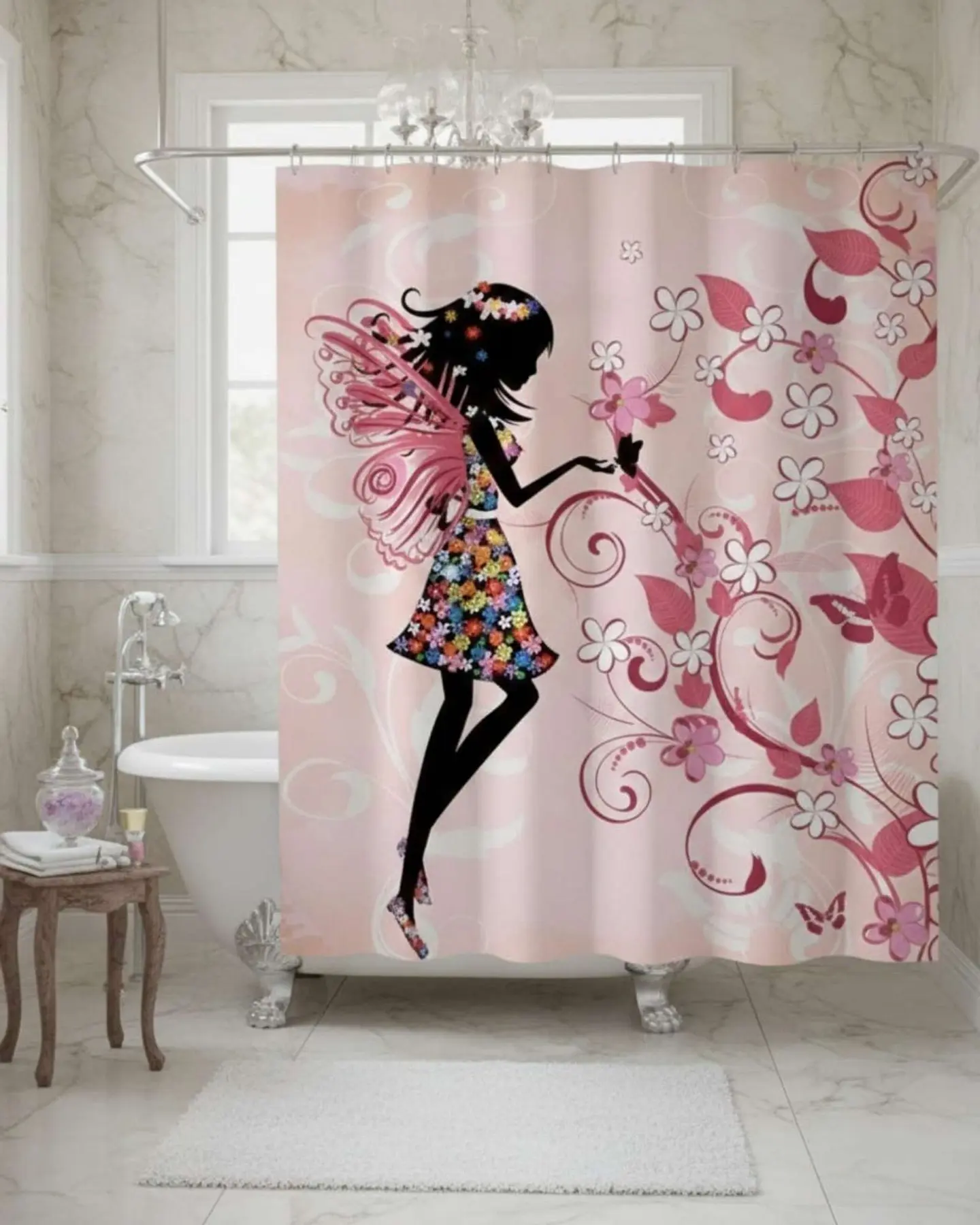 Cortina de Baño Tela Género + Forro Impermeable 1