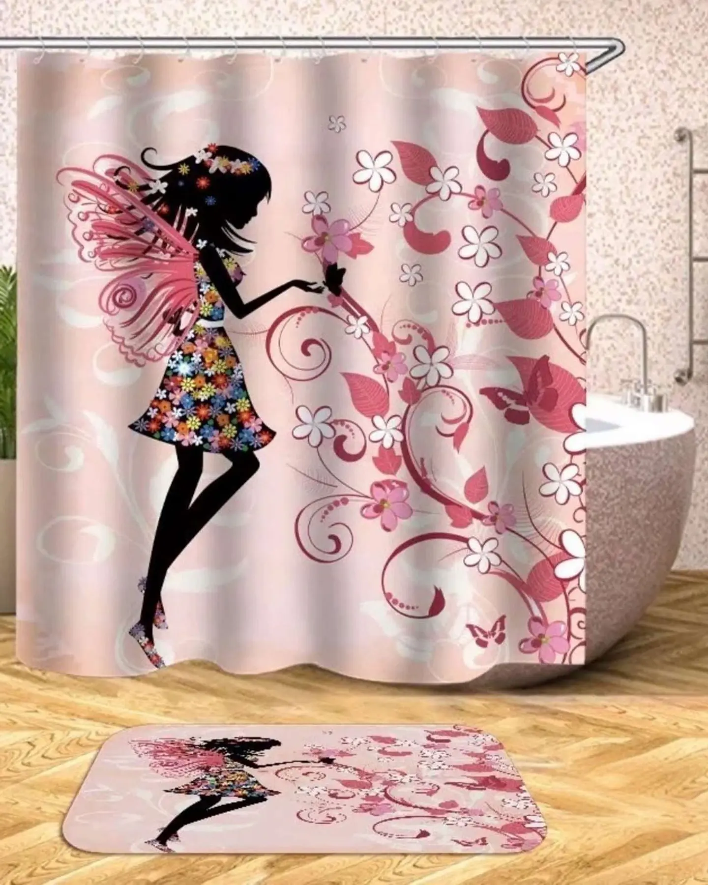 Cortina de Baño Tela Género + Forro Impermeable 5