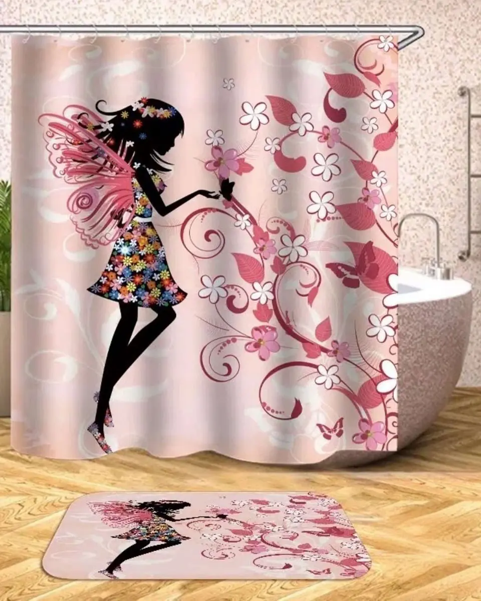 Cortina de Baño Tela Género + Forro Impermeable 5