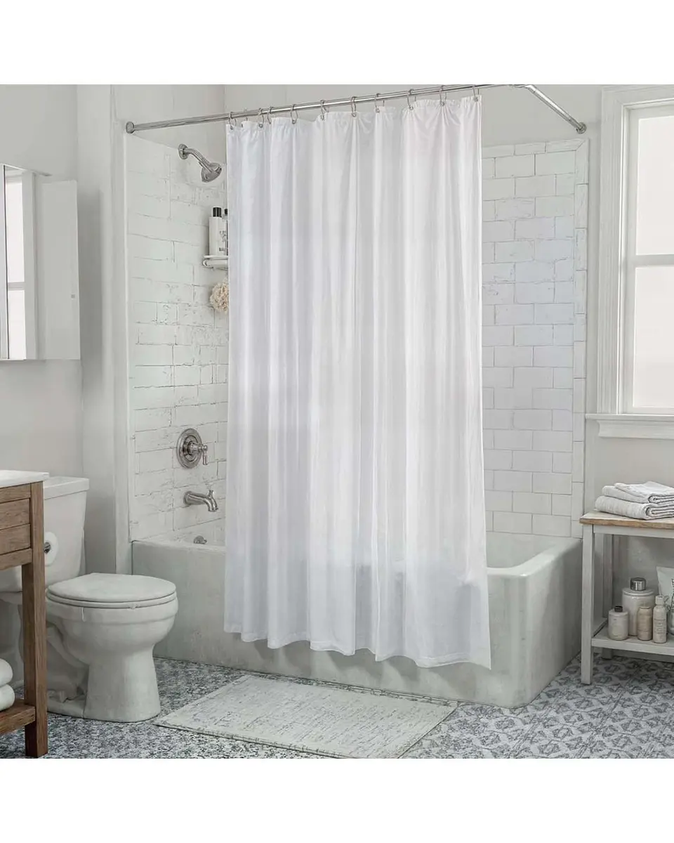 Cortina de Baño Tela Género + Forro Impermeable 6