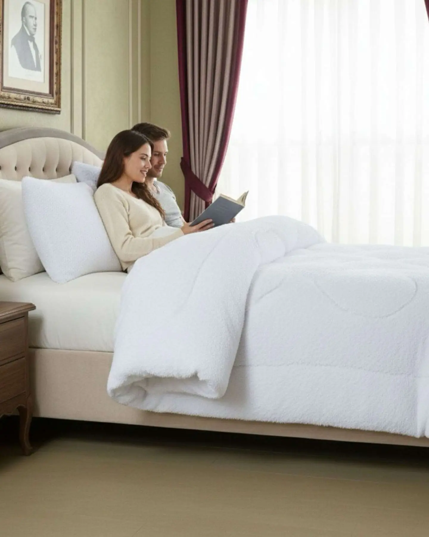 Plumón Cubrecama 2 plazas Sherpa Peludo Invierno Diseño Suave 1