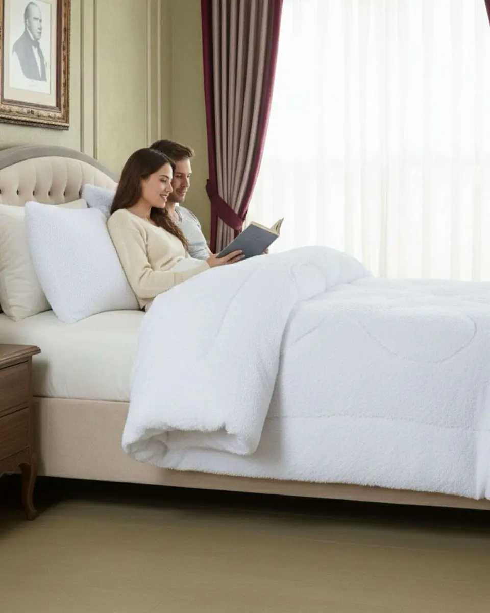 Plumón Cubrecama 2 plazas Sherpa Peludo Invierno Diseño Suave 1
