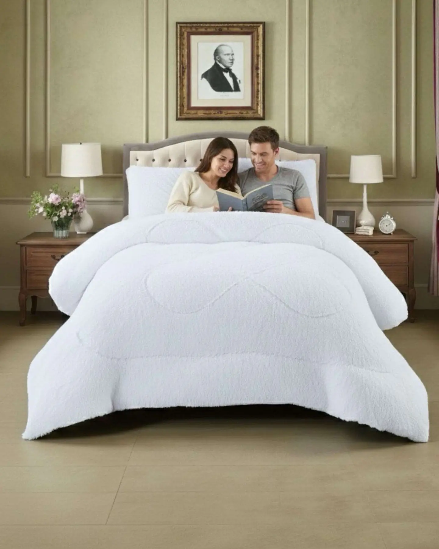 Plumón Cubrecama 2 plazas Sherpa Peludo Invierno Diseño Suave 2