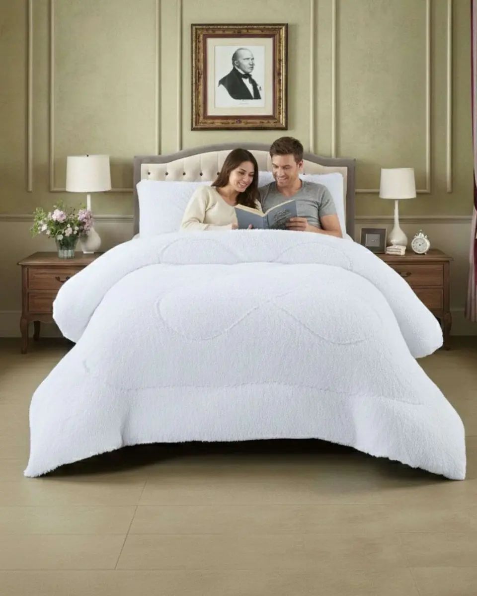 Plumón Cubrecama 2 plazas Sherpa Peludo Invierno Diseño Suave 2