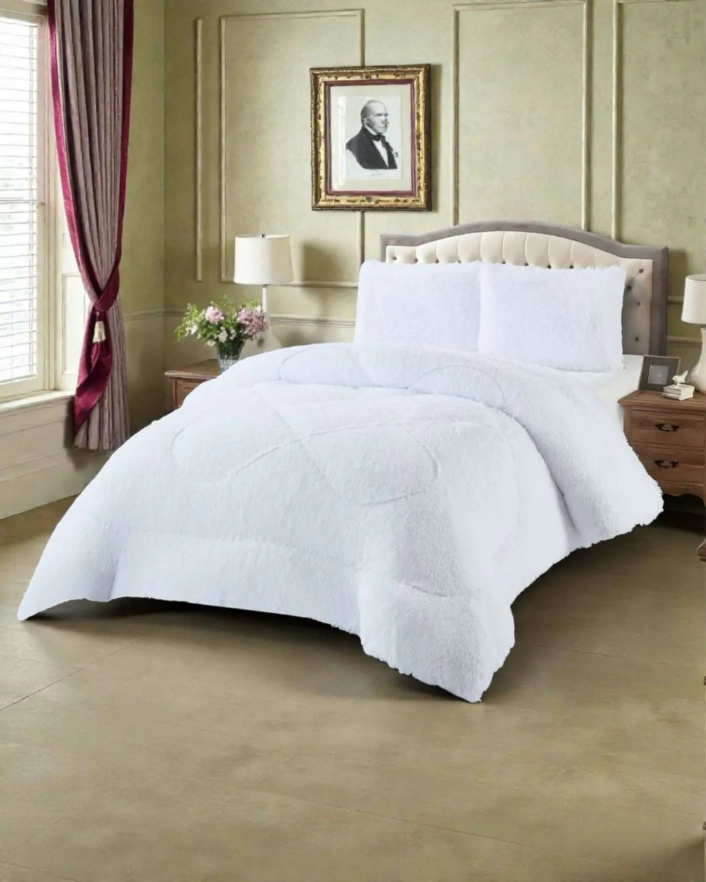 Plumón Cubrecama 2 plazas Sherpa Peludo Invierno Diseño Suave 4