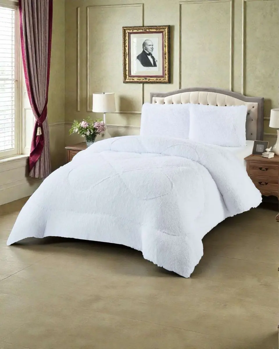 Plumón Cubrecama 2 plazas Sherpa Peludo Invierno Diseño Suave 4