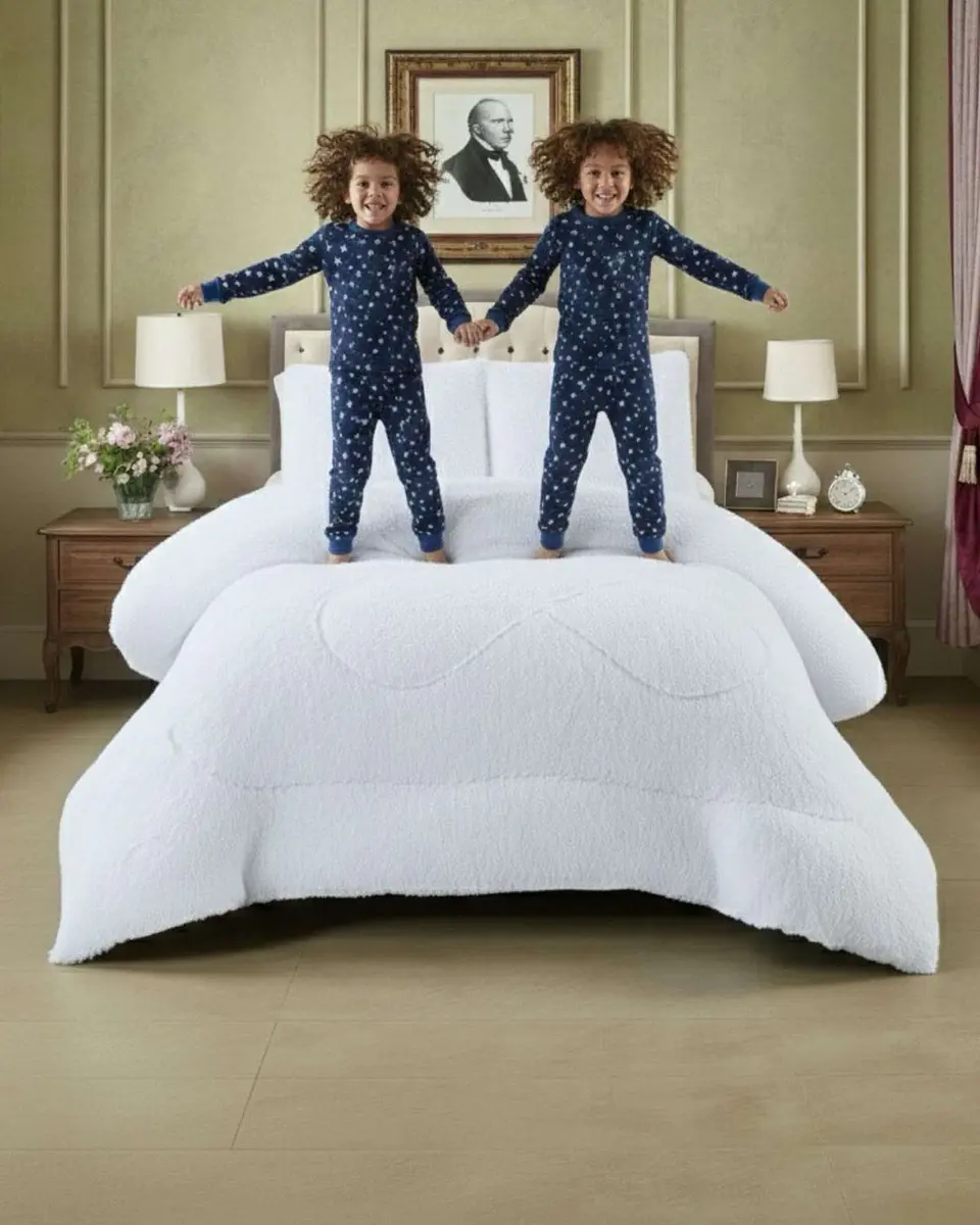 Plumón Cubrecama 2 plazas Sherpa Peludo Invierno Diseño Suave 5