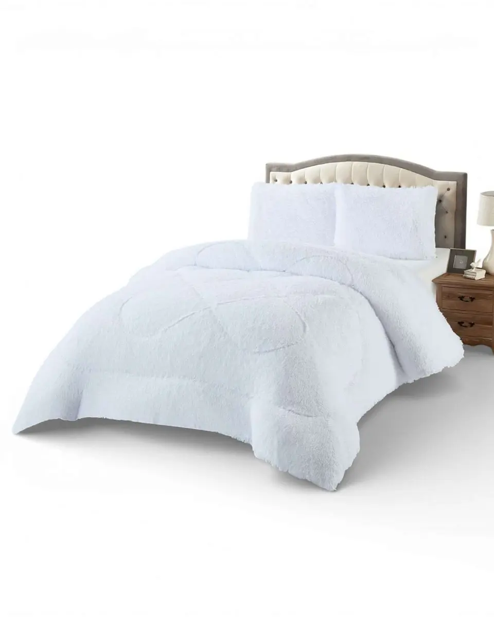 Plumón Cubrecama 2 plazas Sherpa Peludo Invierno Diseño Suave 6