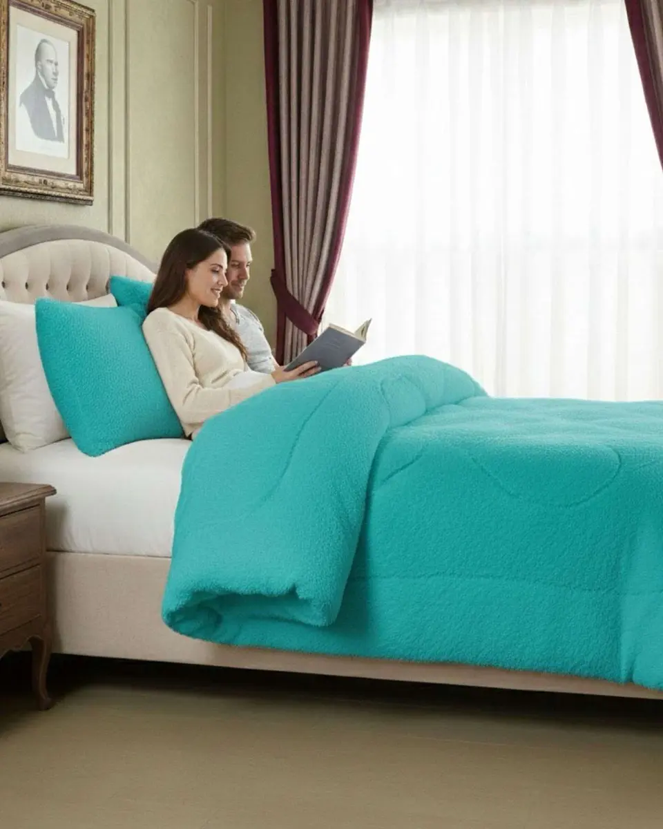 Plumón Cubrecama 2 plazas Sherpa Peludo Invierno Diseño Suave 1