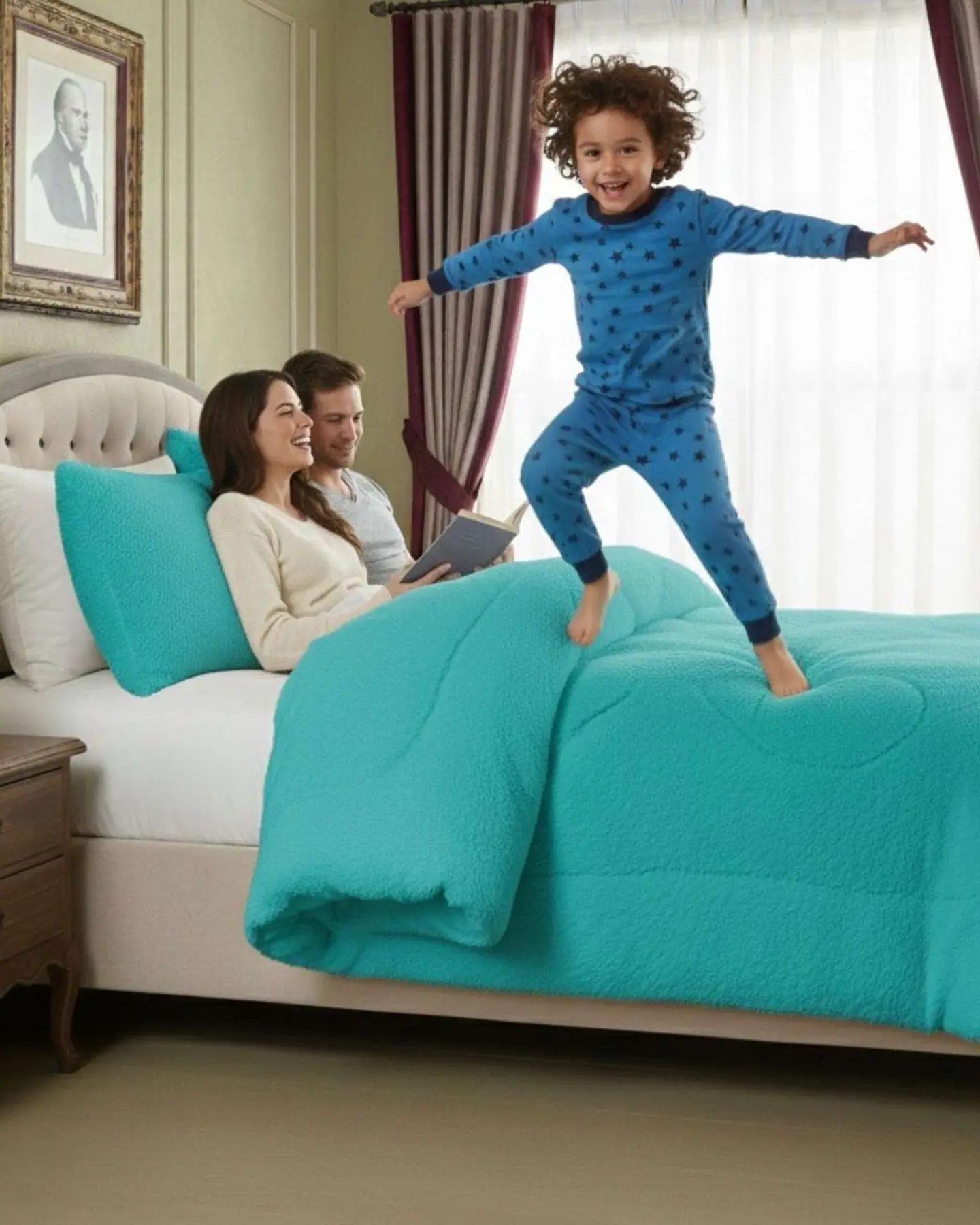 Plumón Cubrecama 2 plazas Sherpa Peludo Invierno Diseño Suave 5
