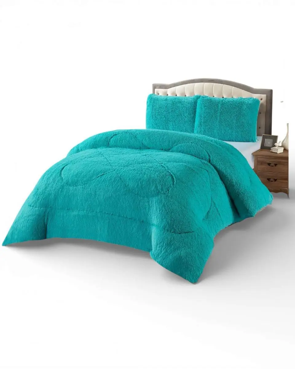 Plumón Cubrecama 2 plazas Sherpa Peludo Invierno Diseño Suave 6