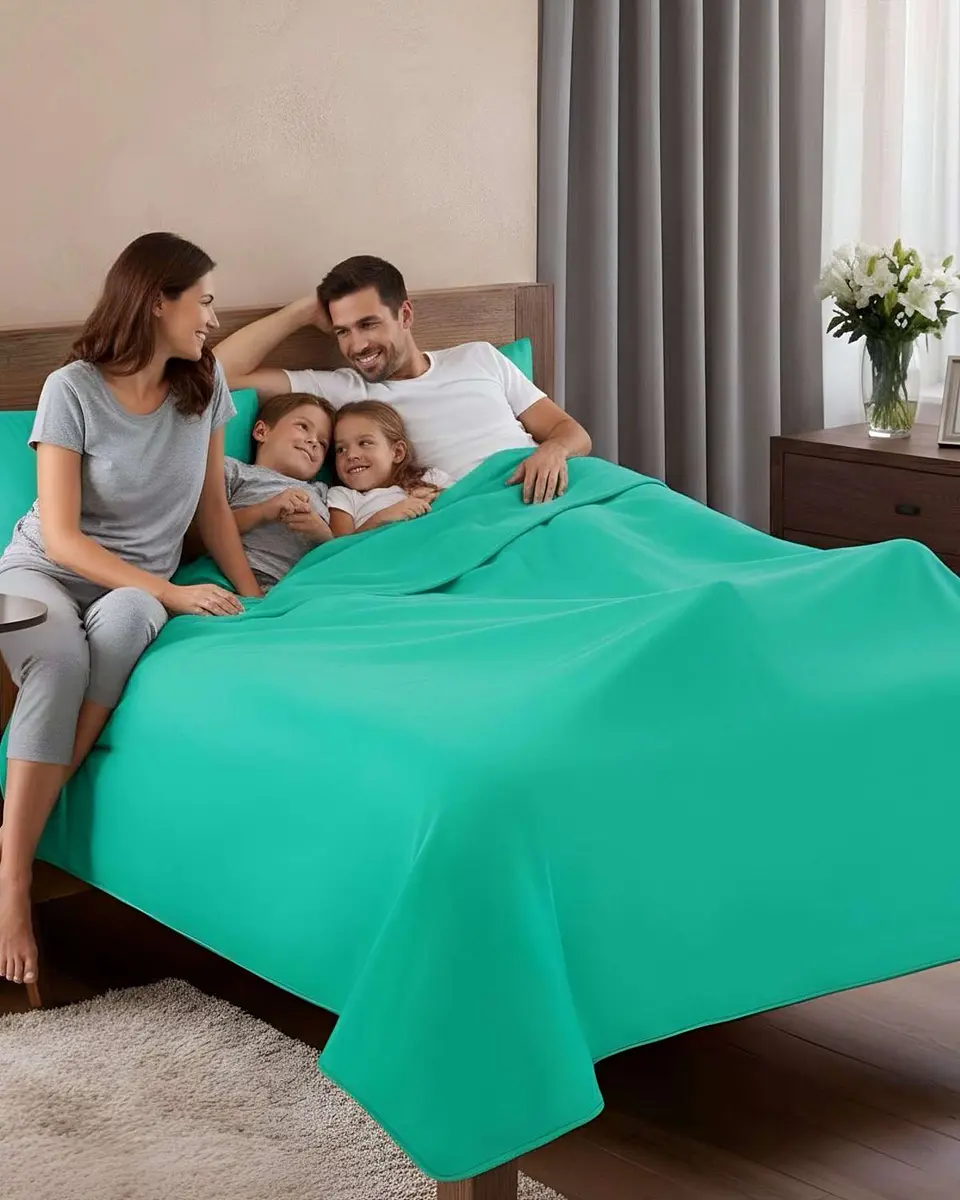 Sábana de Polar Ultra Suave Máxima Calidez y Confort Verde claro plaza y media 6