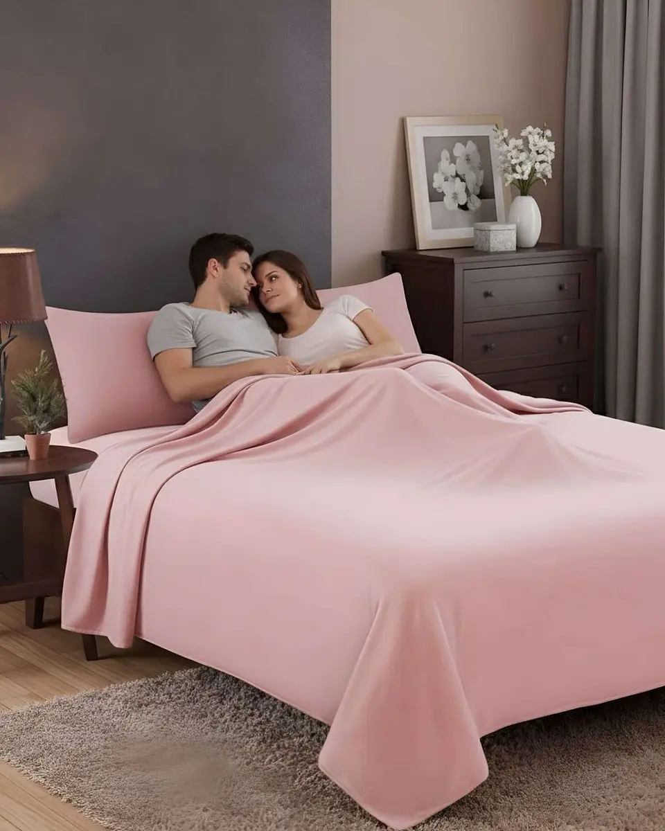 Sábana de Polar Ultra Suave Máxima Calidez y Confort Rosa King 3