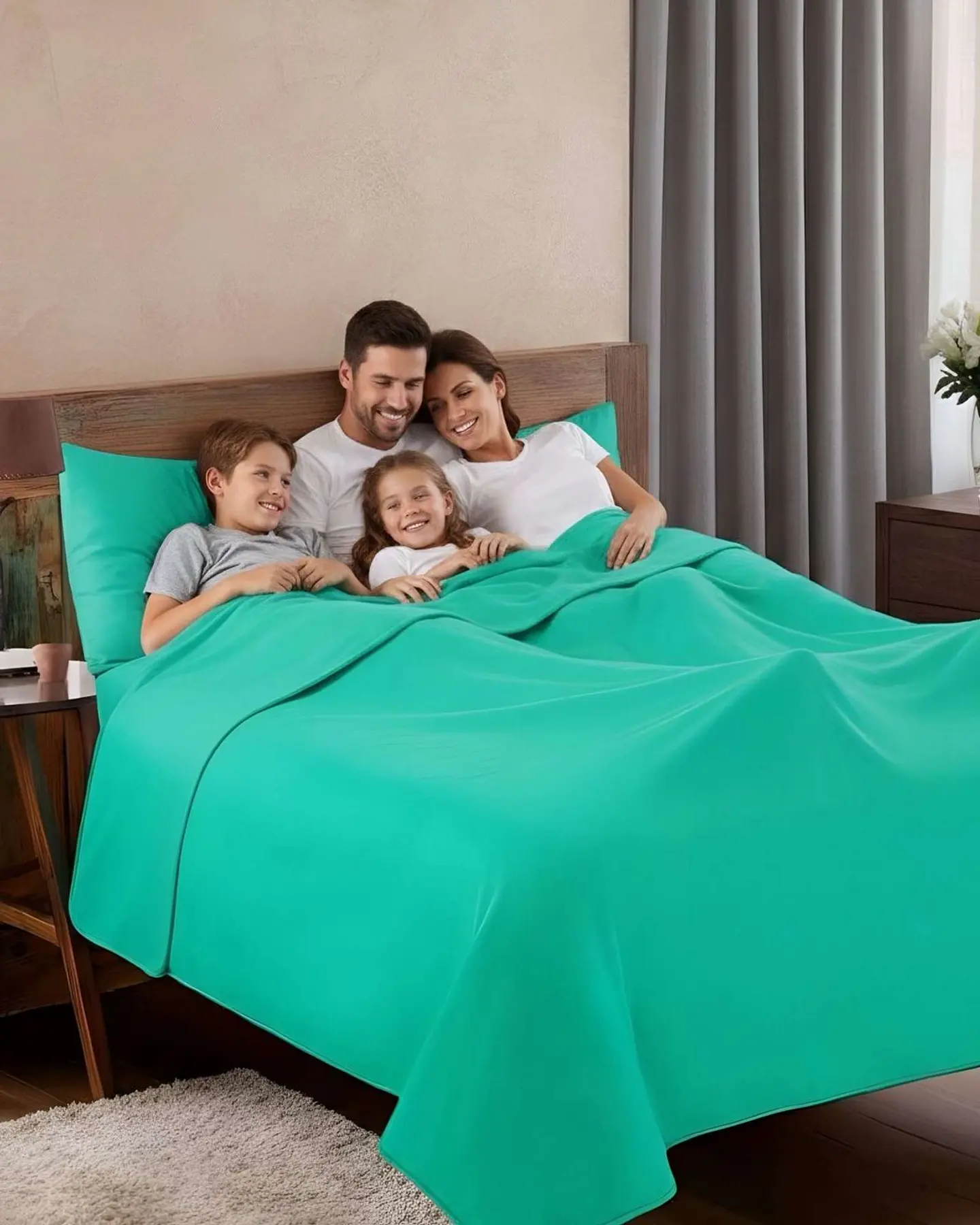 Sábana de Polar Ultra Suave Máxima Calidez y Confort Verde claro King 3