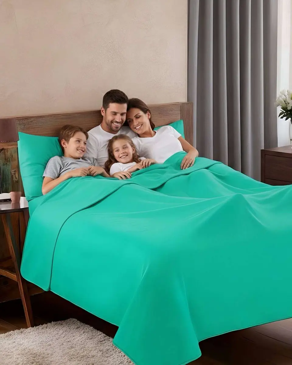Sábana de Polar Ultra Suave Máxima Calidez y Confort Verde claro King 3