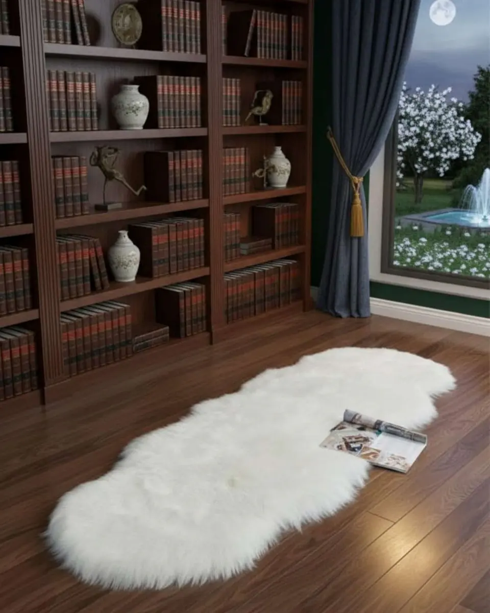 Juego de 2 Alfombra de pelo de Oveja sintetico ultra suave 2
