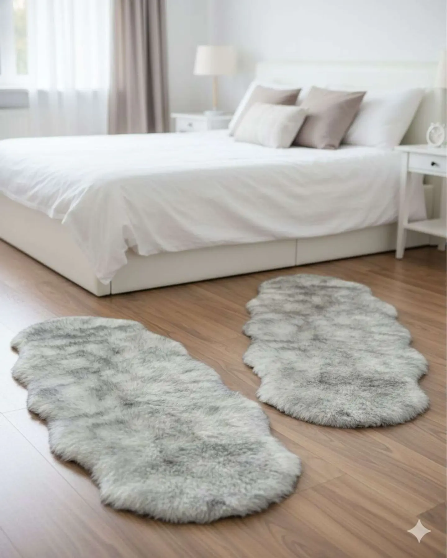 Juego de 2 Alfombra de pelo de Oveja sintetico ultra suave 1