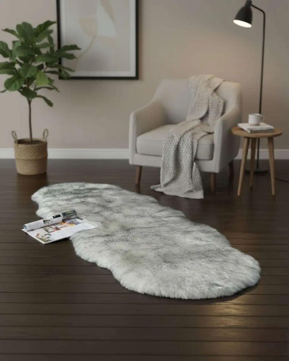 Juego de 2 Alfombra de pelo de Oveja sintetico ultra suave 2