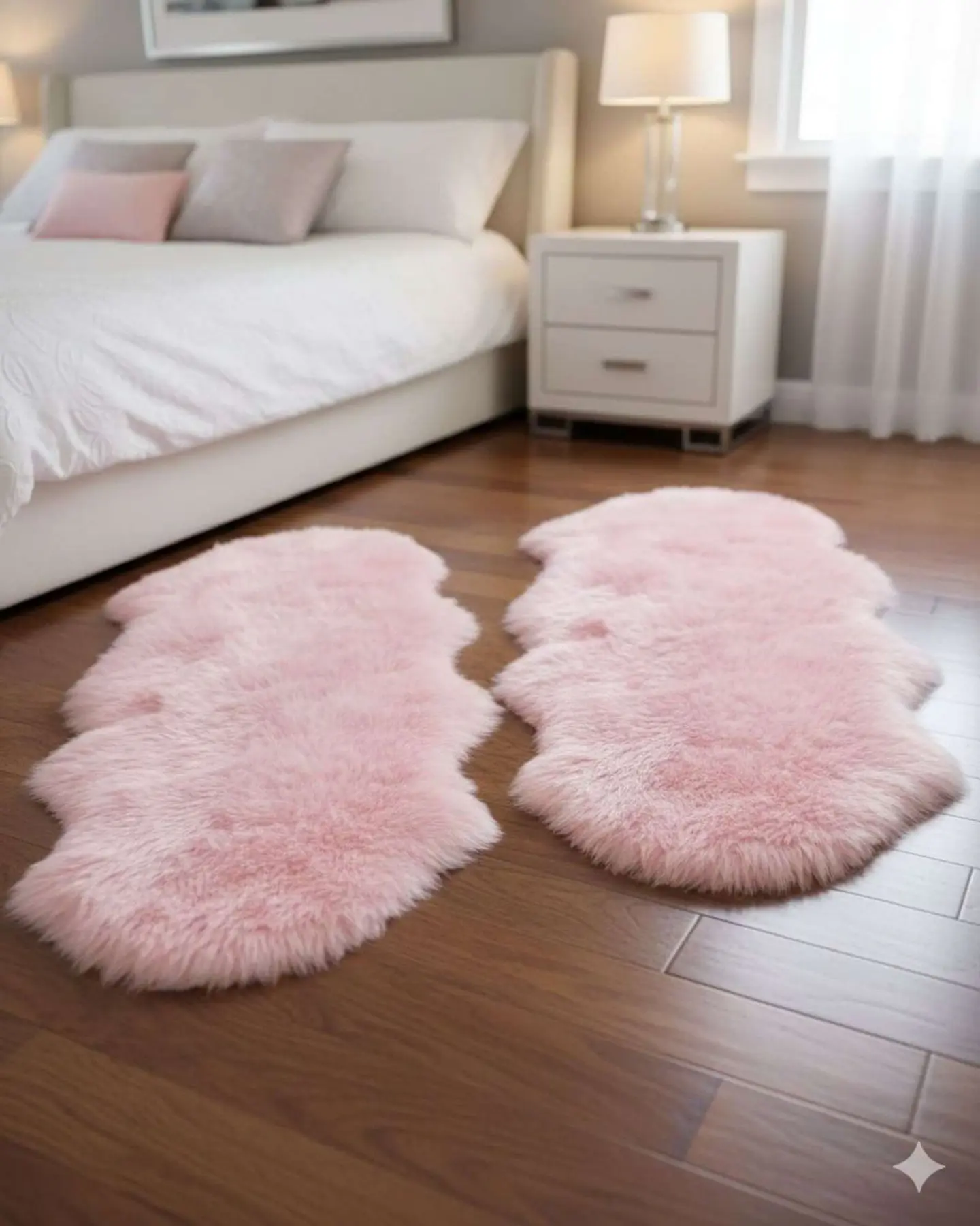 Juego de 2 Alfombra de pelo de Oveja sintetico ultra suave 1
