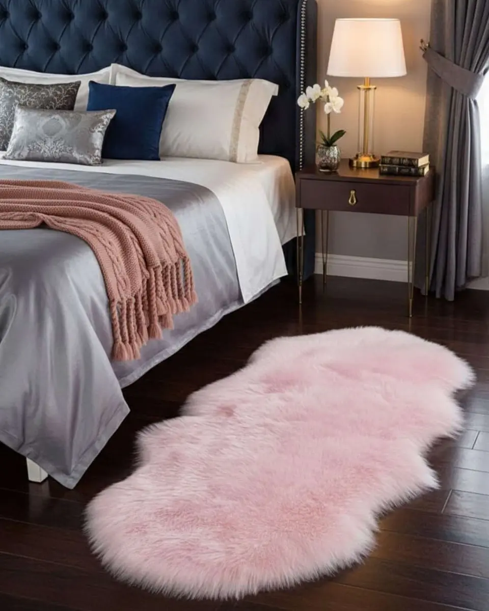 Juego de 2 Alfombra de pelo de Oveja sintetico ultra suave 3