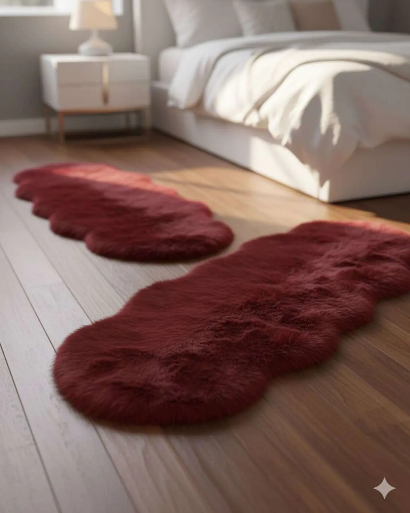 Juego de 2 Alfombra de pelo de Oveja sintetico ultra suave 1