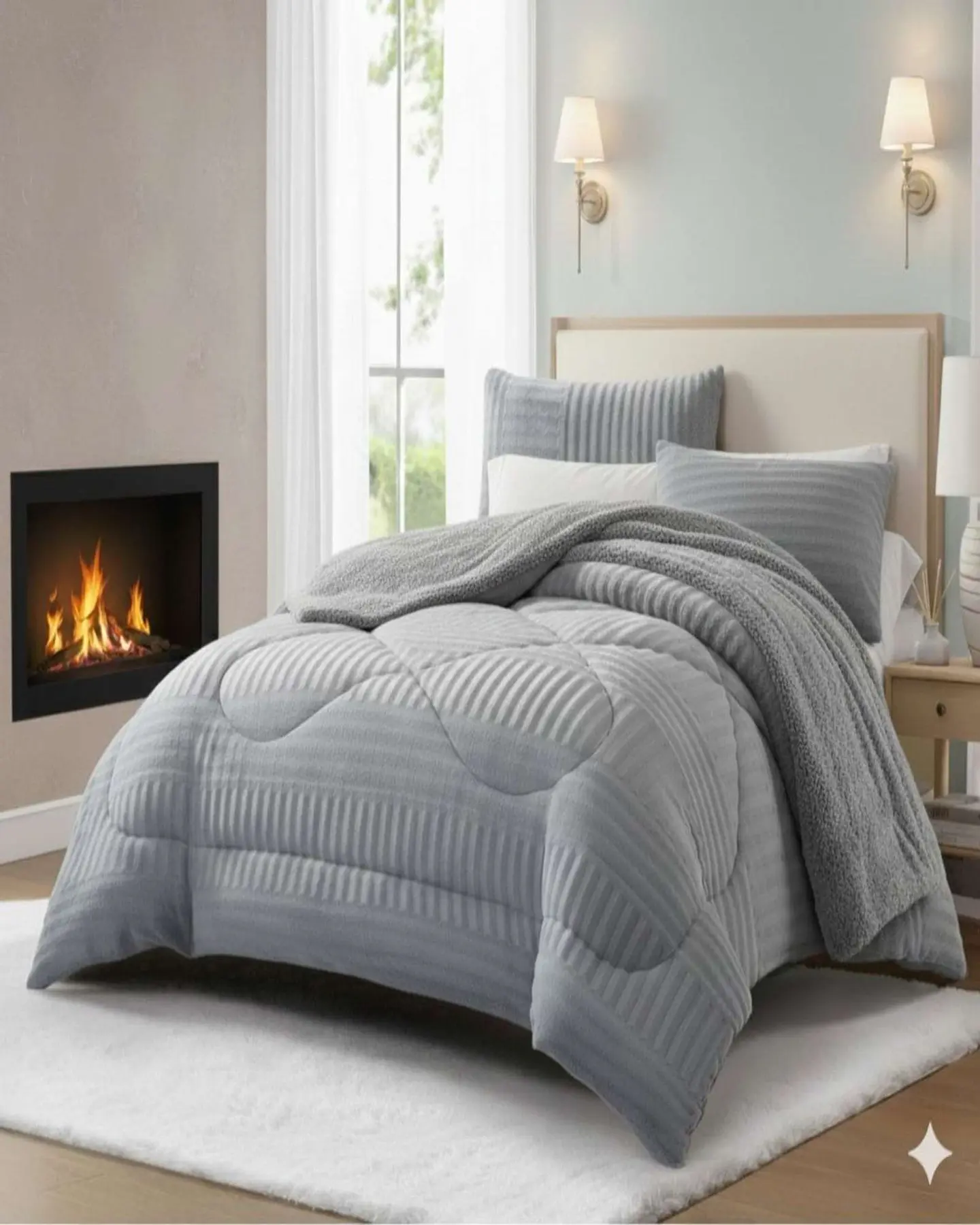 Cubrecama Plaza y Media Sherpa Chiporro Invierno Extra Suave Premium 2