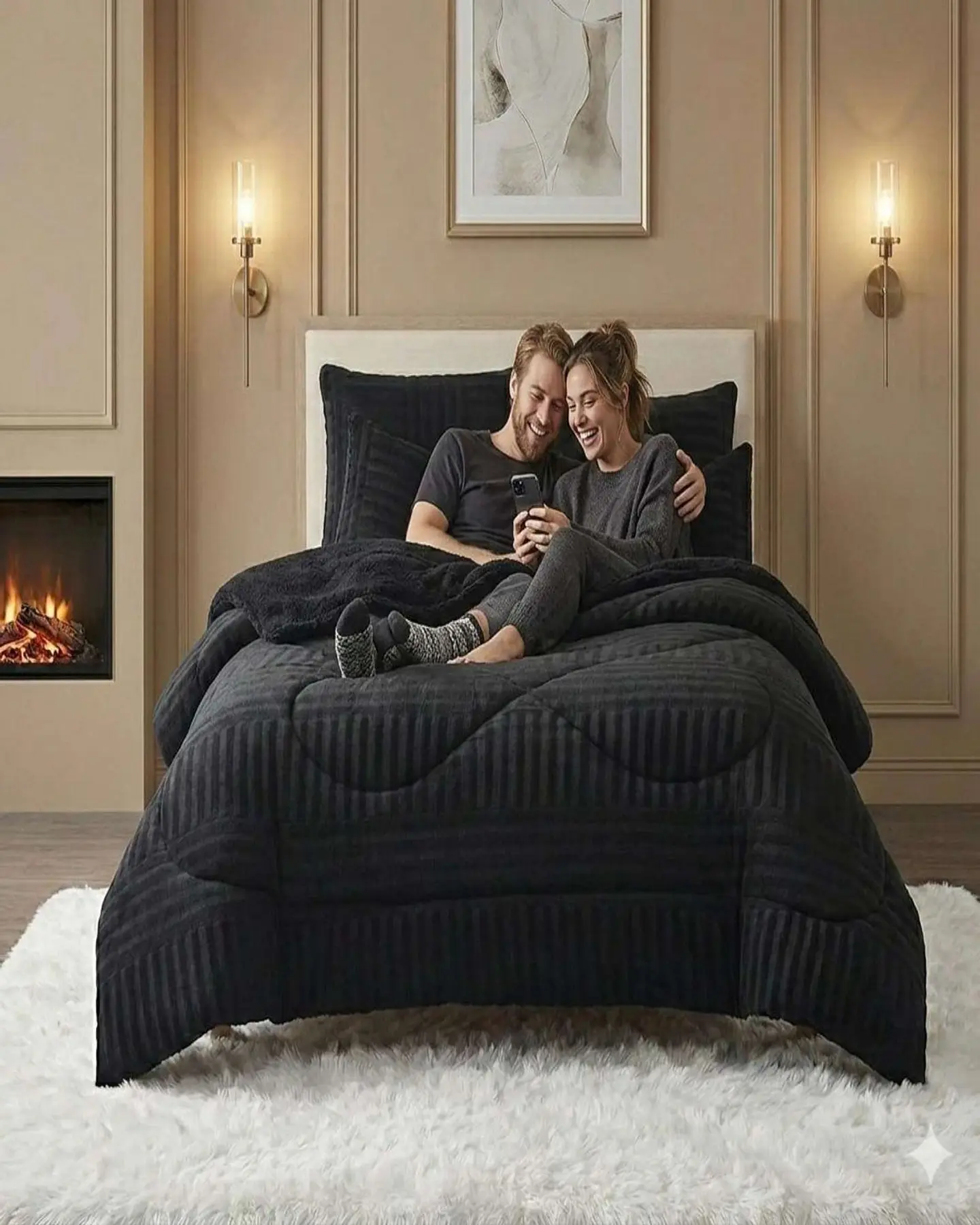 Cubrecama Plaza y Media Sherpa Chiporro Invierno Extra Suave Premium 1