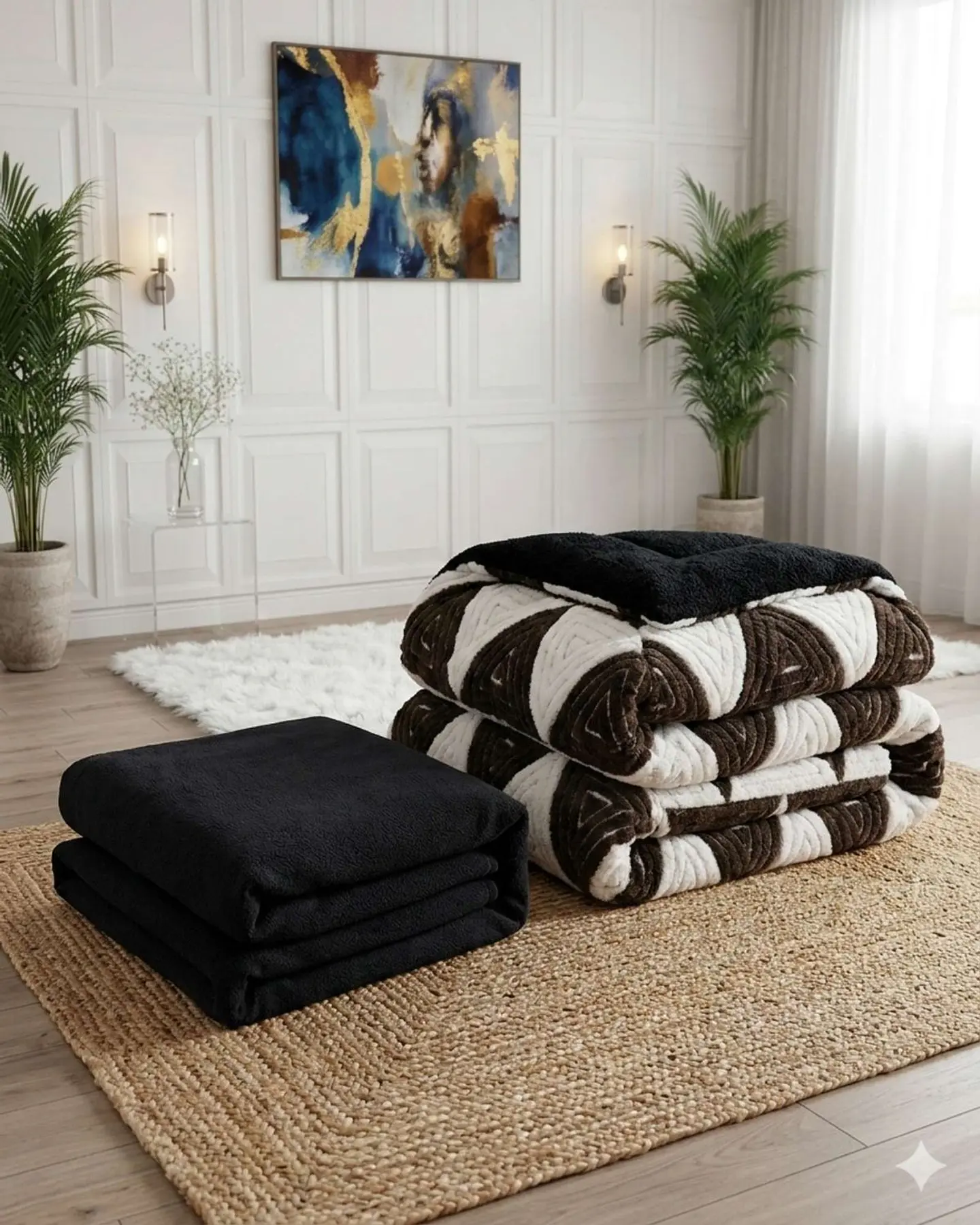 Set Cubrecama mas Sabana de Polar  Plaza y media modelo Jacquard Cutting Premium 4