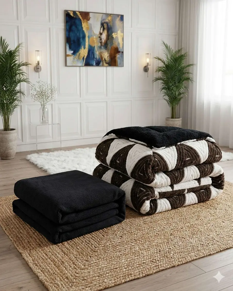 Set Cubrecama mas Sabana de Polar  Plaza y media modelo Jacquard Cutting Premium 4