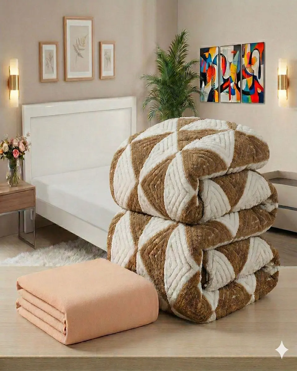 Set Cubrecama mas Sabana de Polar  Plaza y media modelo Jacquard Cutting Premium 4