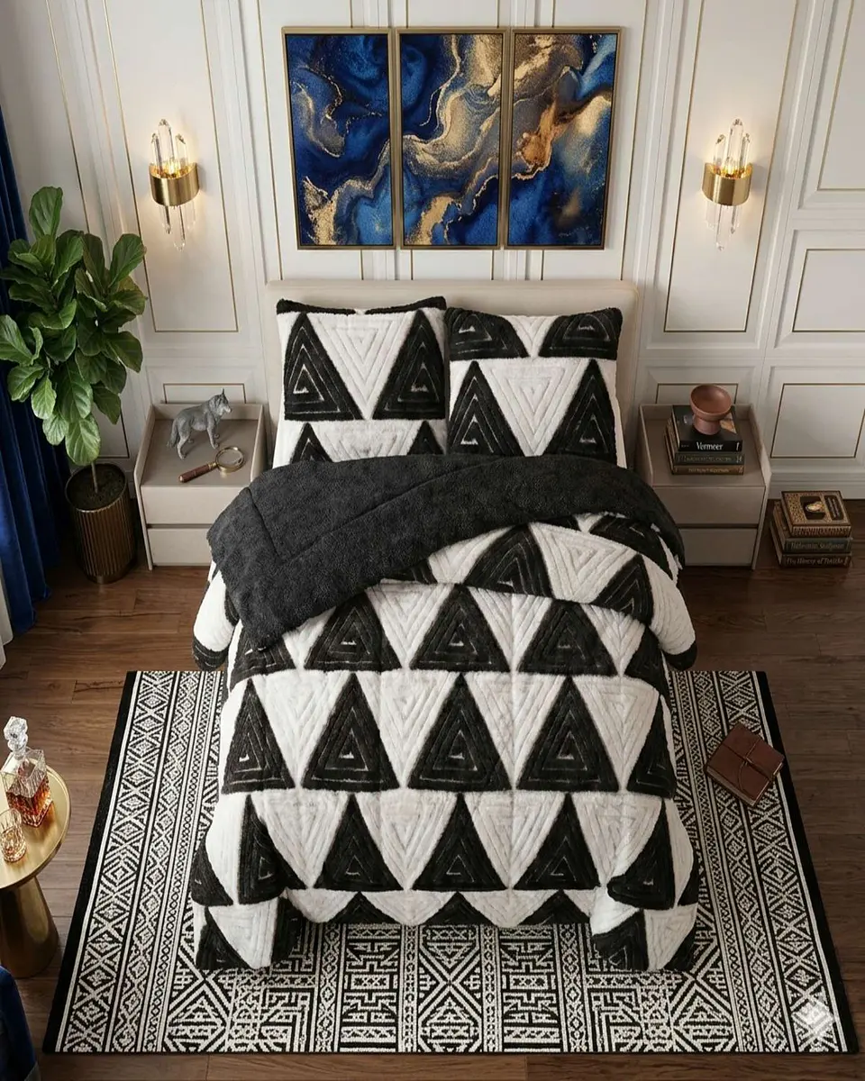 Set Cubrecama mas Sabana de Polar 2 plaza modelo Jacquard Cutting Premium 2