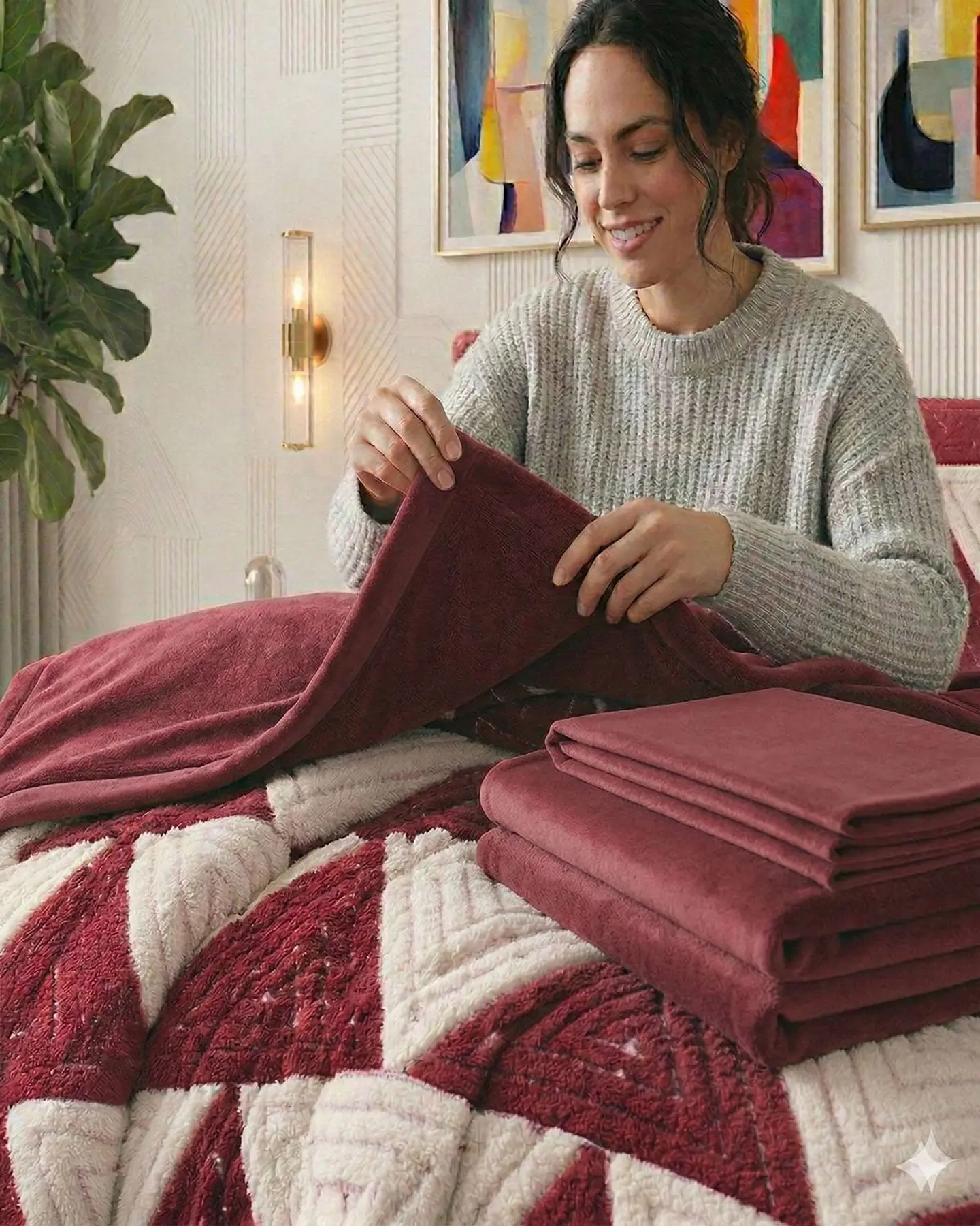 Set Cubrecama mas Sabana de Polar 2 plaza modelo Jacquard Cutting Premium 1